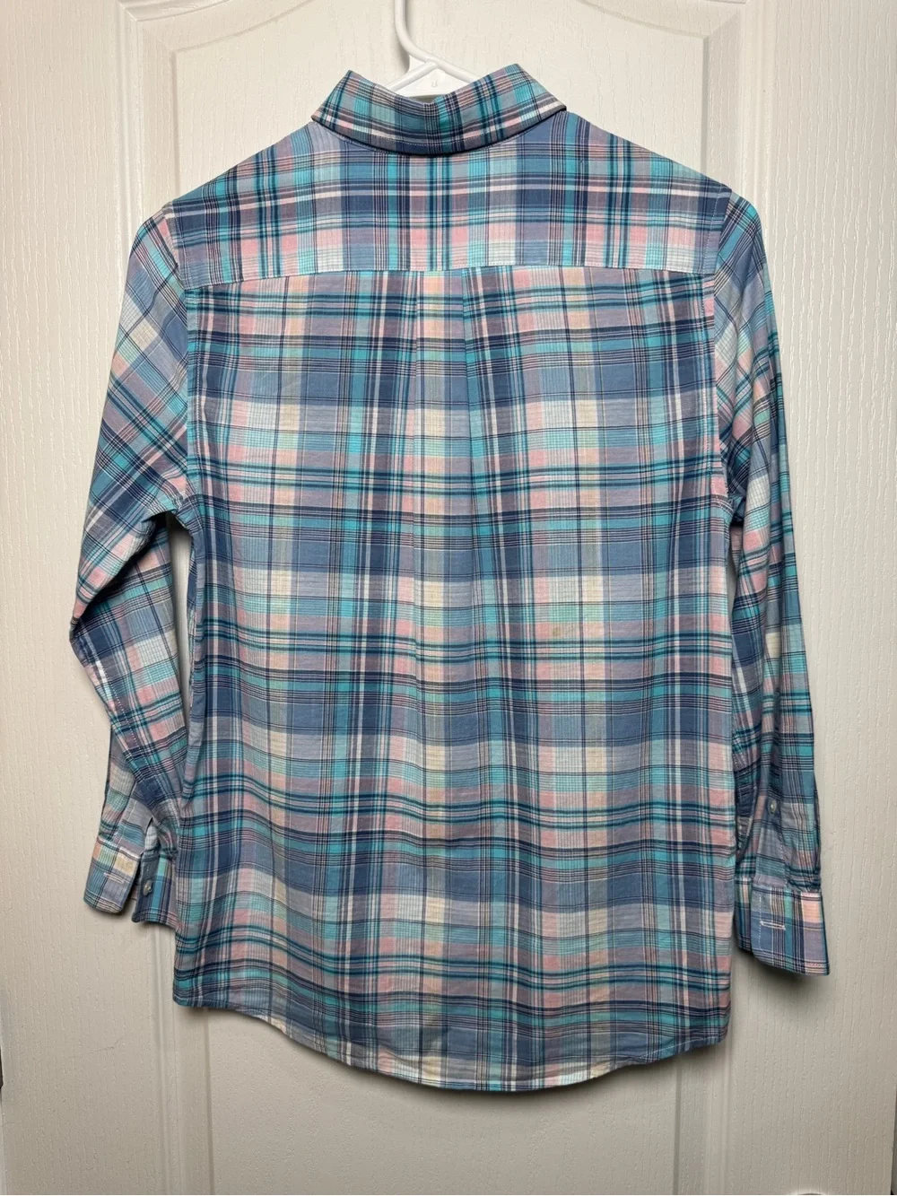 Vineyard Vines Boys Blue Pastel Plaid Button Down Shirt Size S 8-10